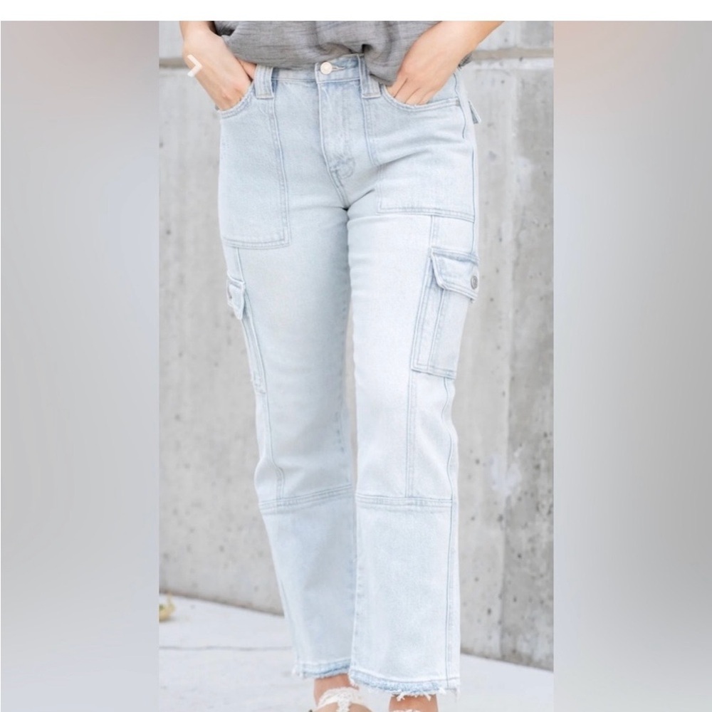 Kancan Winston high rise cargo Blue Cargo straight leg Jeans